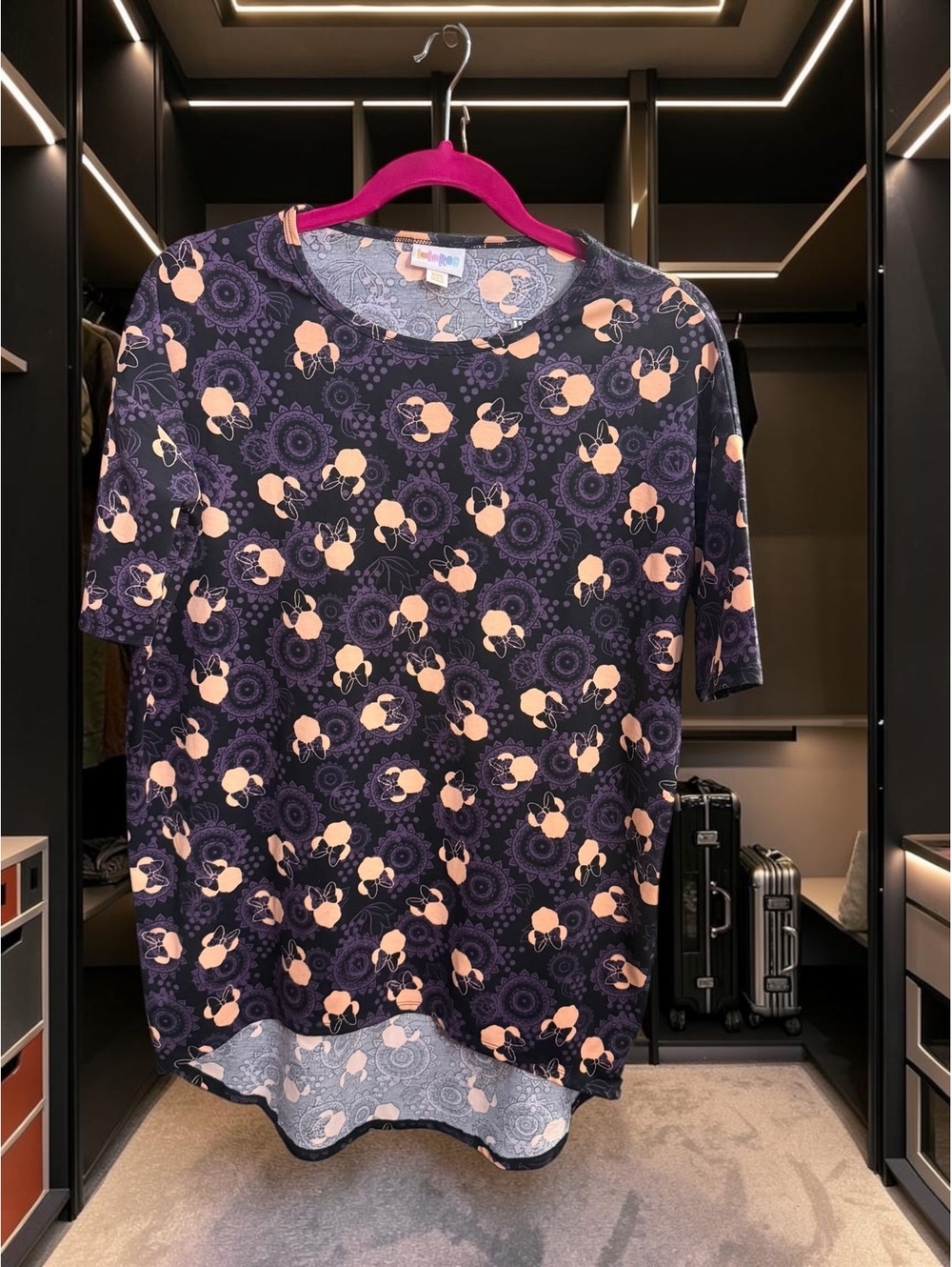 LuLaRoe Disney Minnie Mouse XXS NWT Purple Mandala Floral Irma Tunic Top
